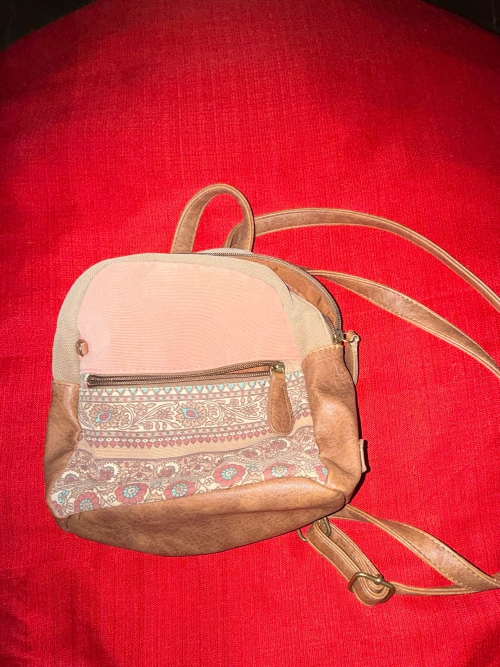Rockford Women's Pink & Brown Patterned Mini Backpack